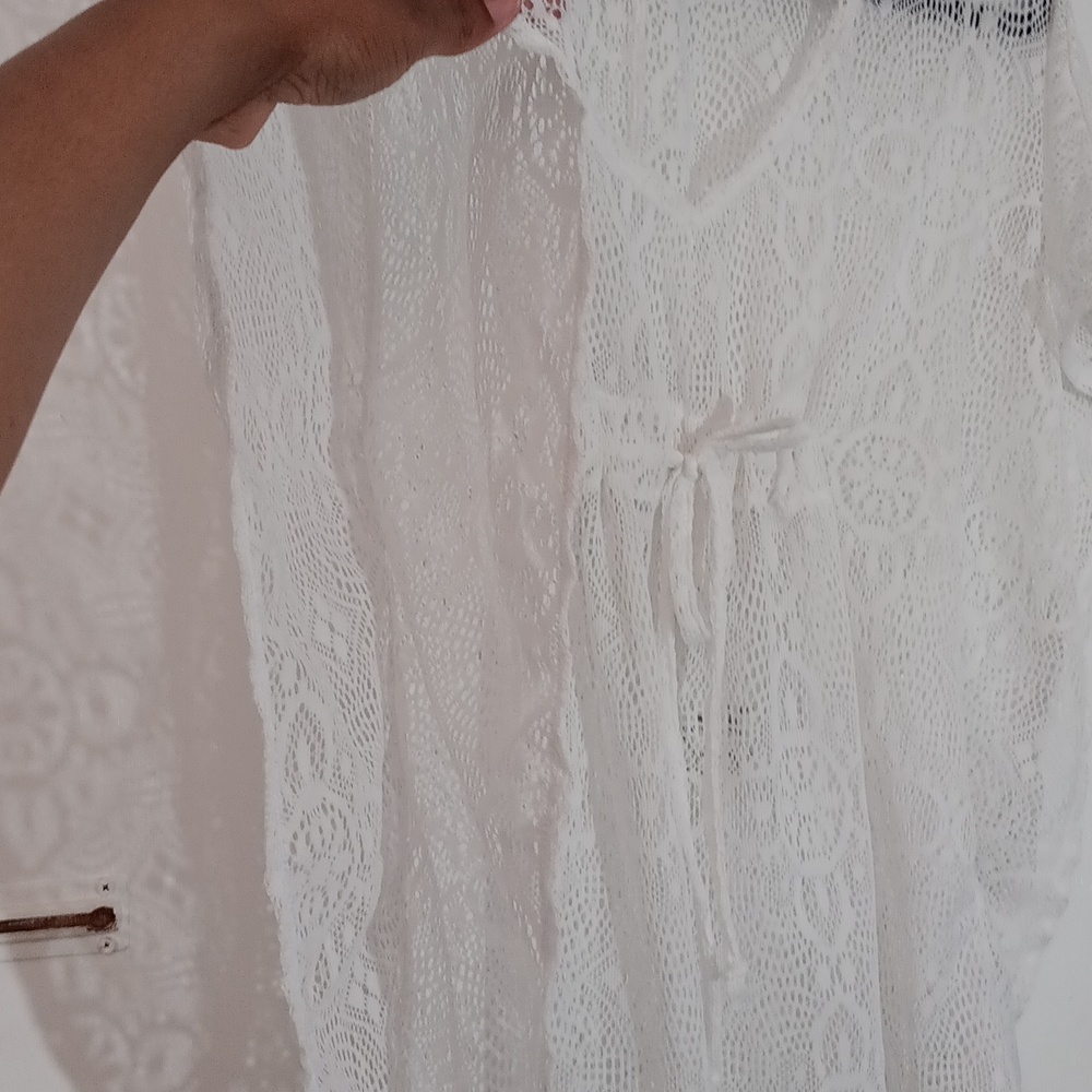 Jaclyn Smith White Lace Beach Cover-Up Size S - Picture 4 of 6
